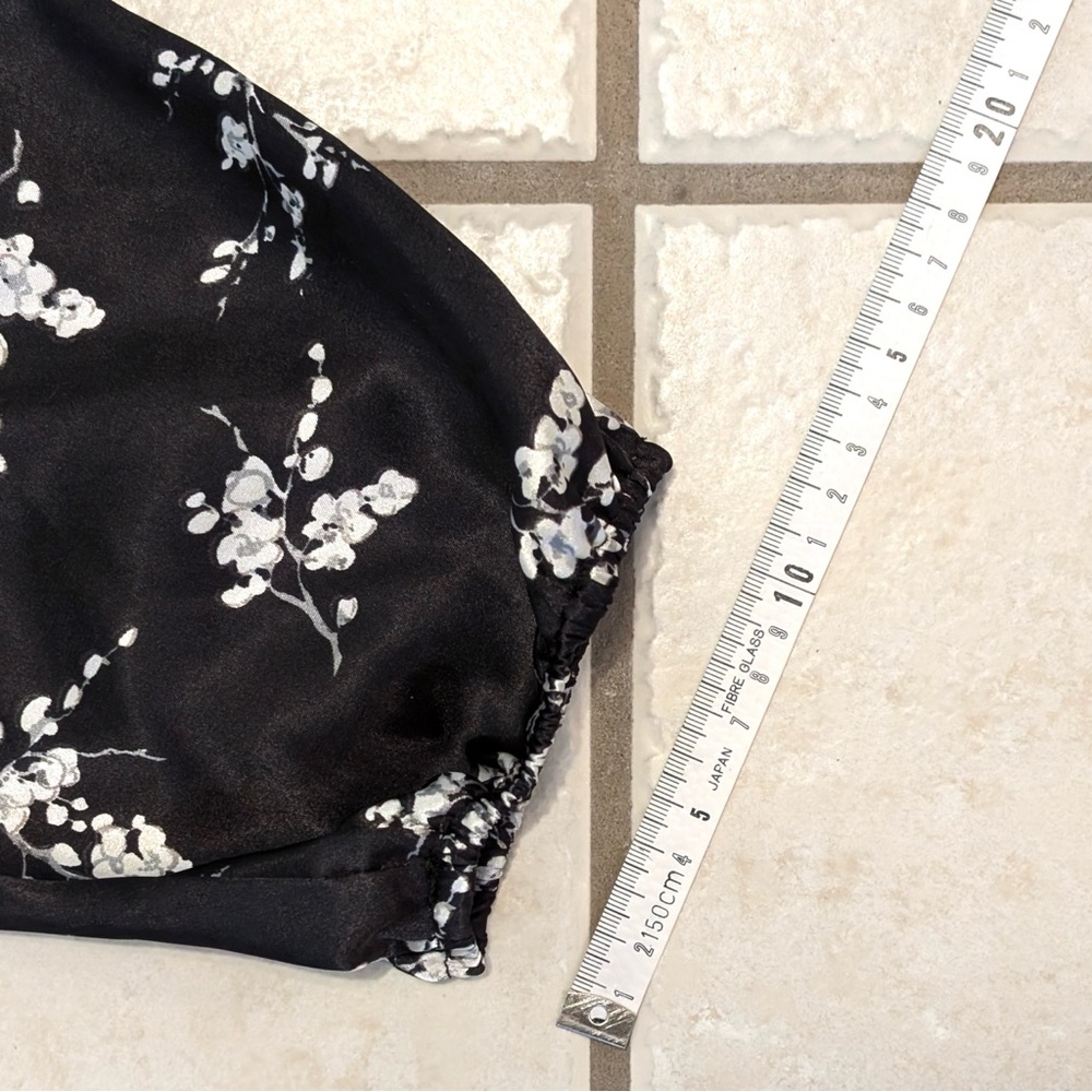 Size XL Y2K Suzy Shier Lace Up Floral Black and White Peasant Blouse Fairycore - Picture 14 of 14